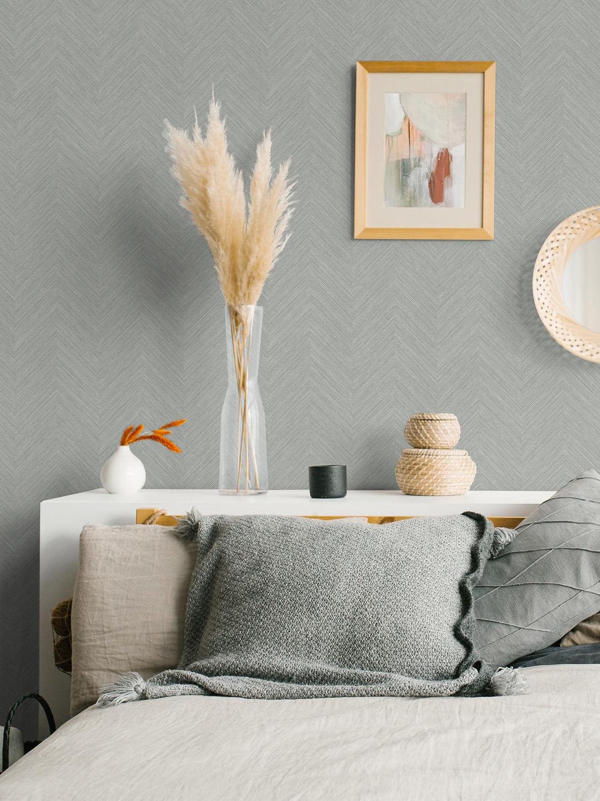 York Taupe and Blue Sampson Peel & Stick Wallpaper