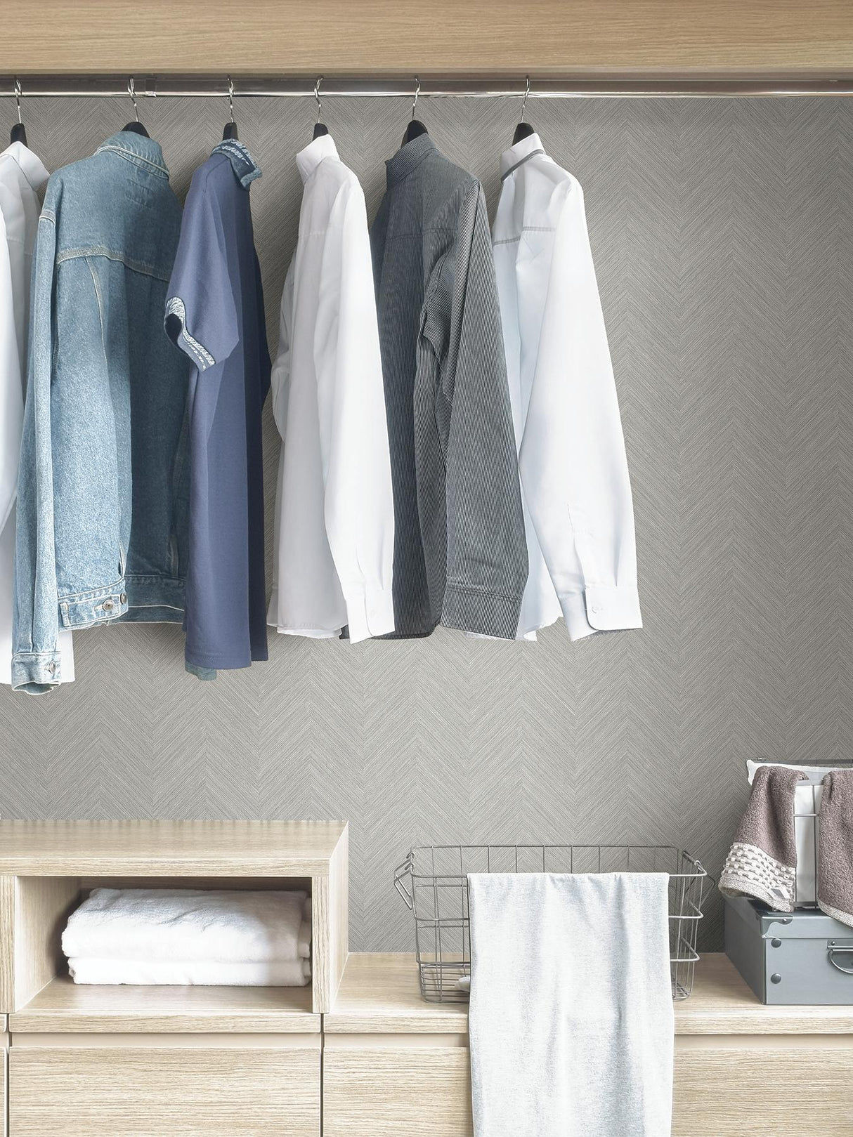 York Taupe and Blue Sampson Peel & Stick Wallpaper