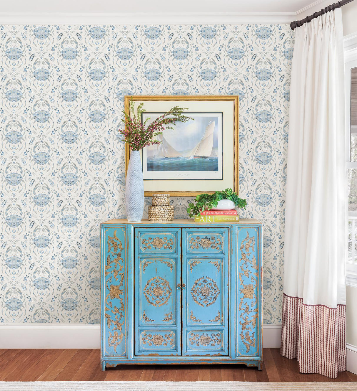 York Blue Shellby Peel & Stick Wallpaper