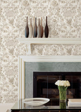 York Eloise Taupe Peel & Stick Wallpaper