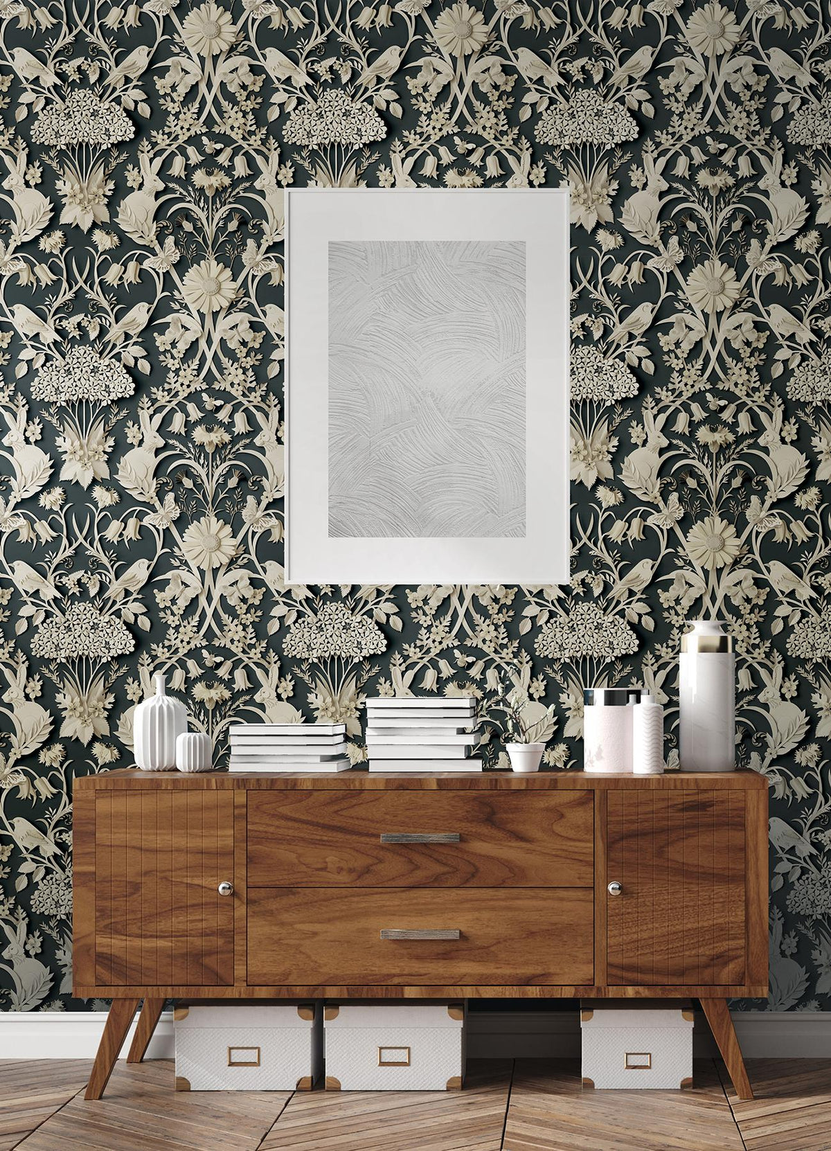 York Eloise Charcoal Peel & Stick Wallpaper