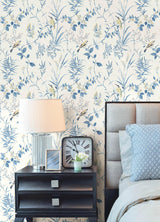 York Songbord Blue Peel & Stick Wallpaper