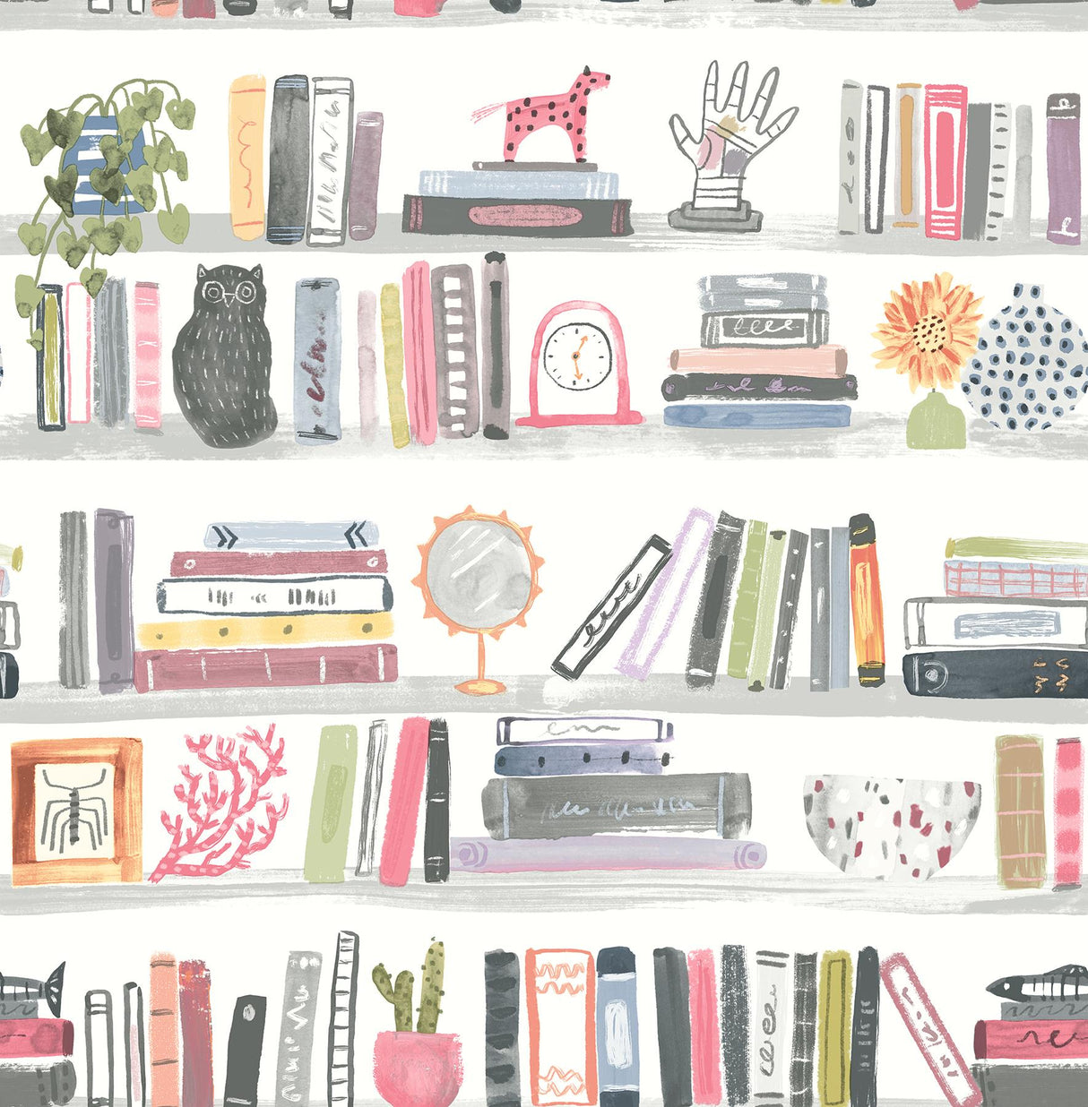 York Painterly Pink Shelf Stories Novelty Peel & Stick Wallpaper