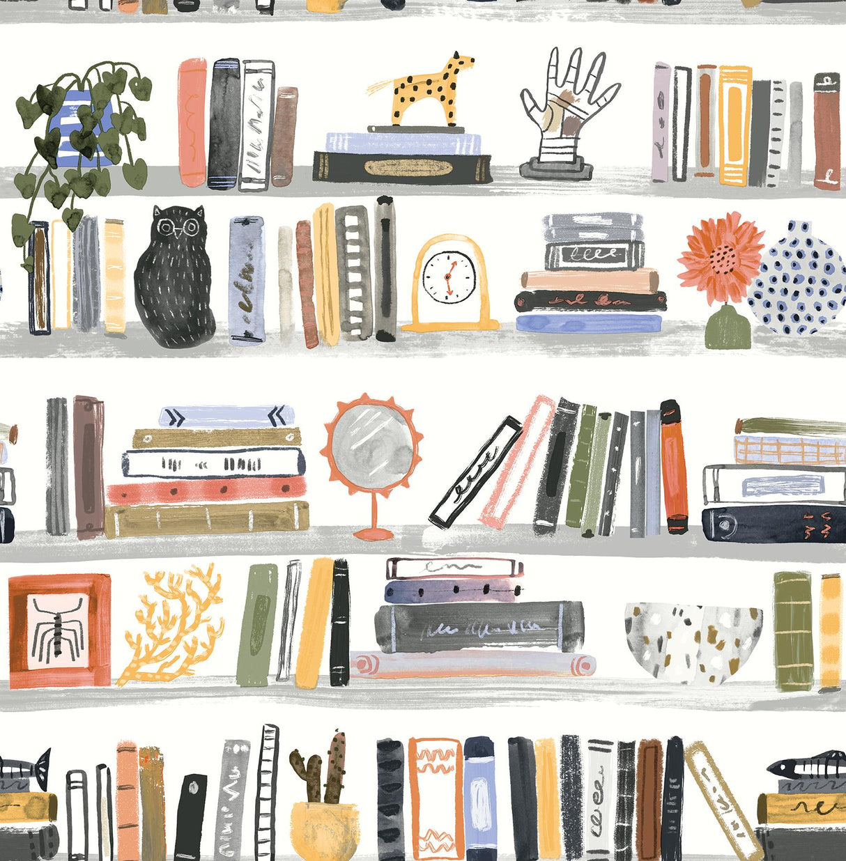 York Painterly Yellow Shelf Stories Novelty Peel & Stick Wallpaper