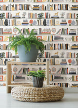 York Painterly Yellow Shelf Stories Novelty Peel & Stick Wallpaper