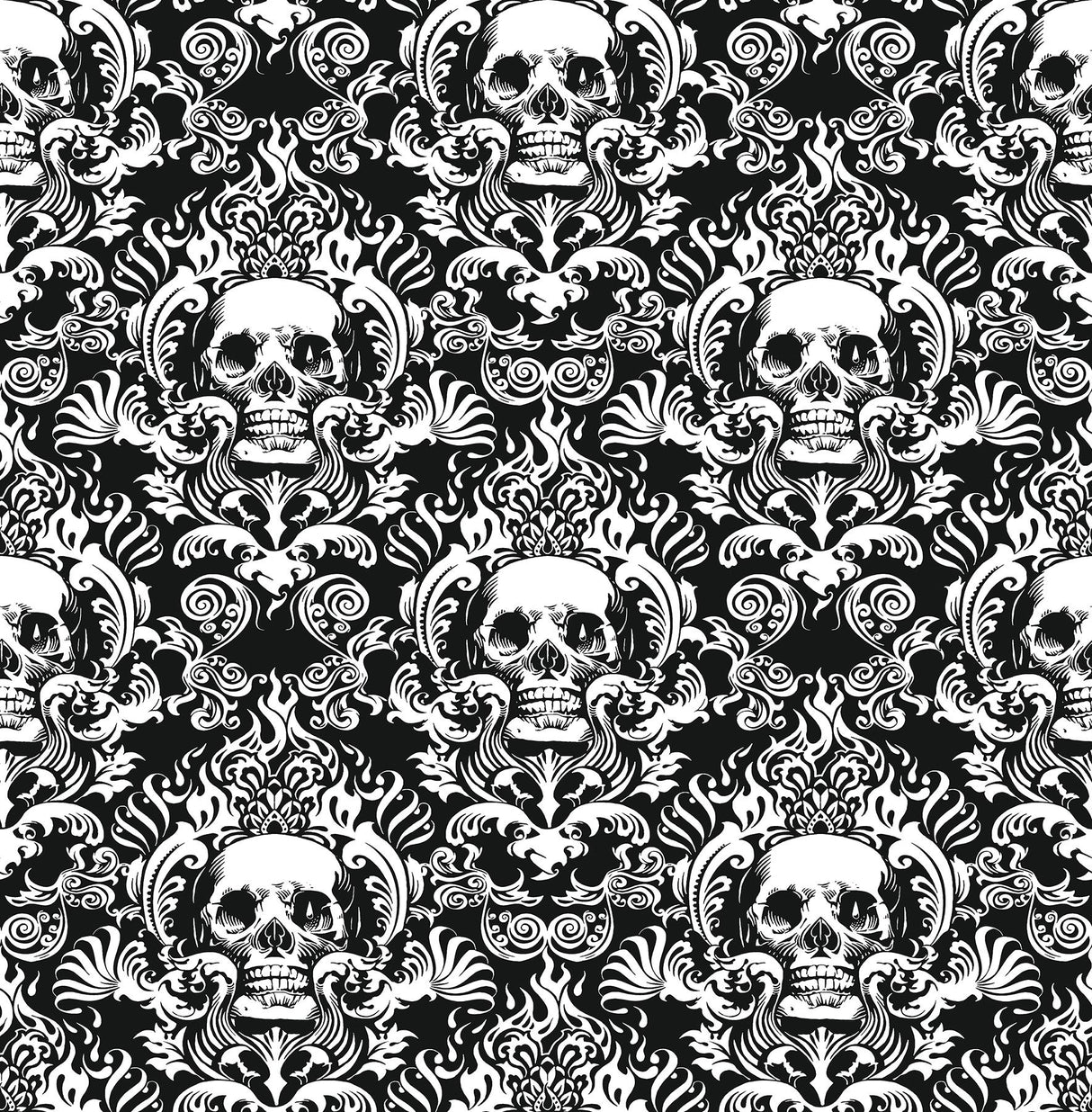 York Skulls Black Fieri Novelty Peel & Stick Wallpaper