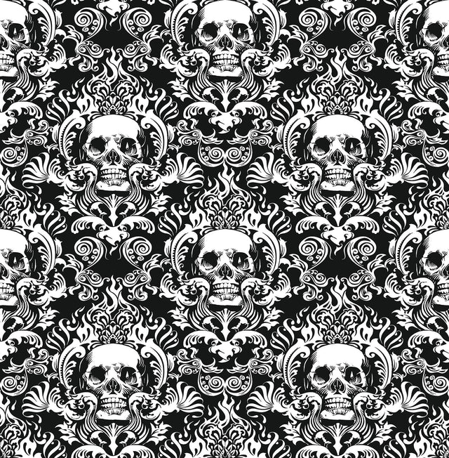 York Skulls Black Fieri Novelty Peel & Stick Wallpaper
