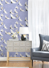 York Hydrangea Halcyon Birds Peel & Stick Wallpaper