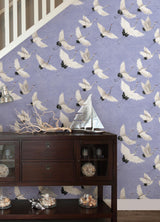 York Hydrangea Halcyon Birds Peel & Stick Wallpaper