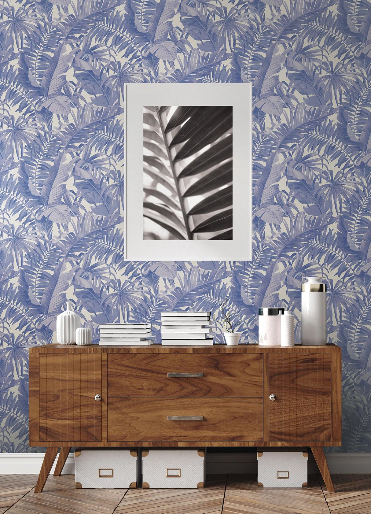 York Periwinkle Maui Leaf Peel & Stick Wallpaper