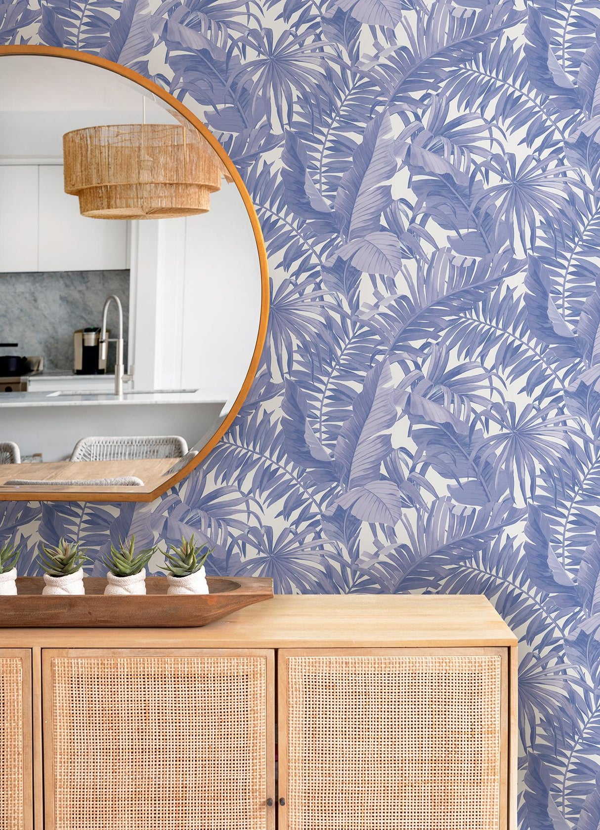 York Periwinkle Maui Leaf Peel & Stick Wallpaper