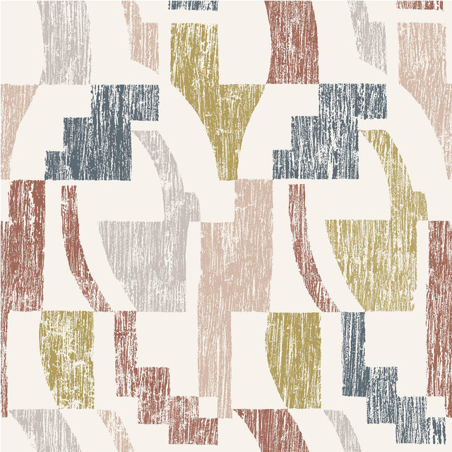 York Warm Multi Lenny Geometric Peel & Stick Wallpaper