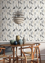 York Taupe Multi Lenny Geometric Peel & Stick Wallpaper