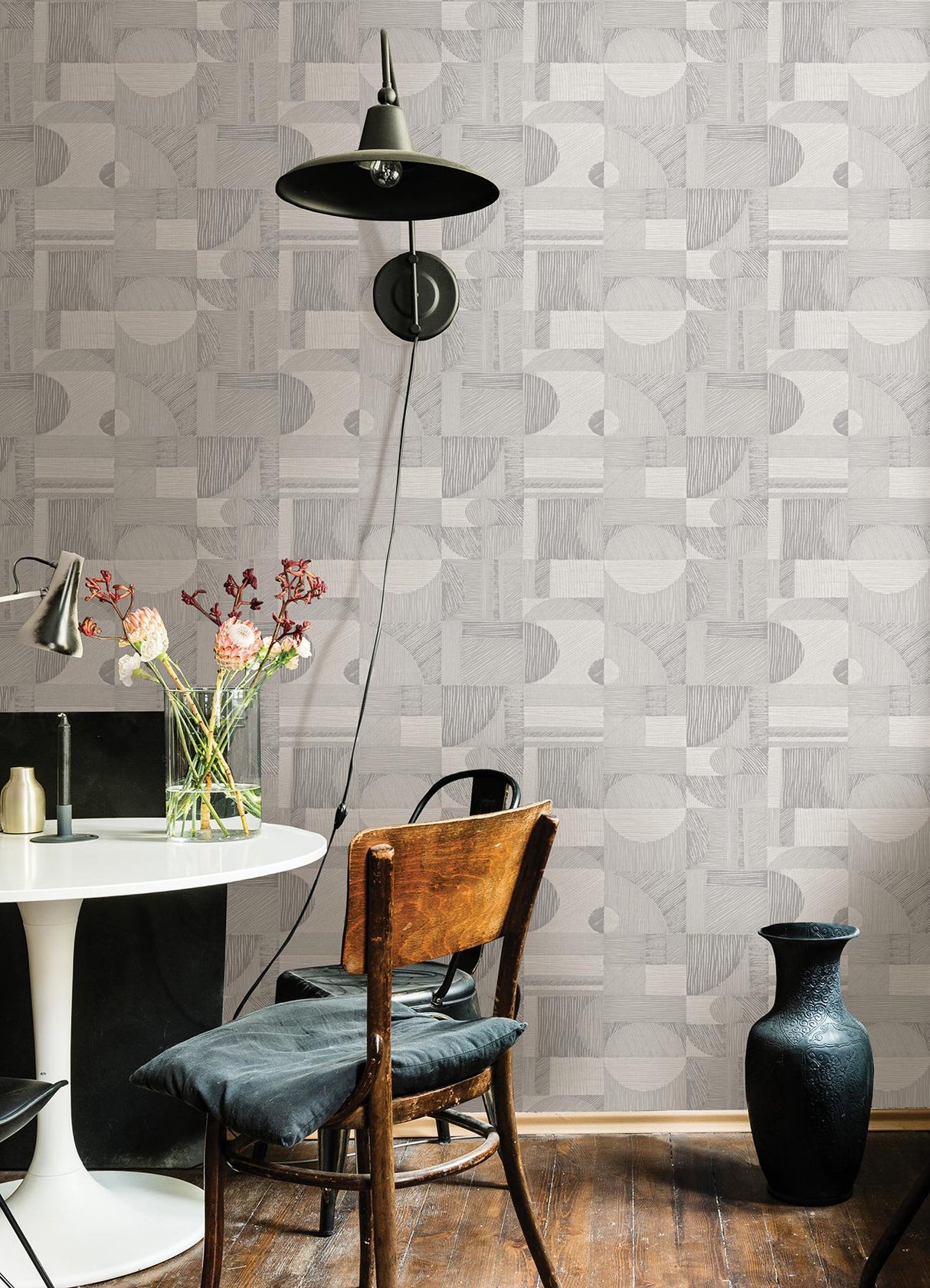 York Silver Margo Geometric Peel & Stick Wallpaper