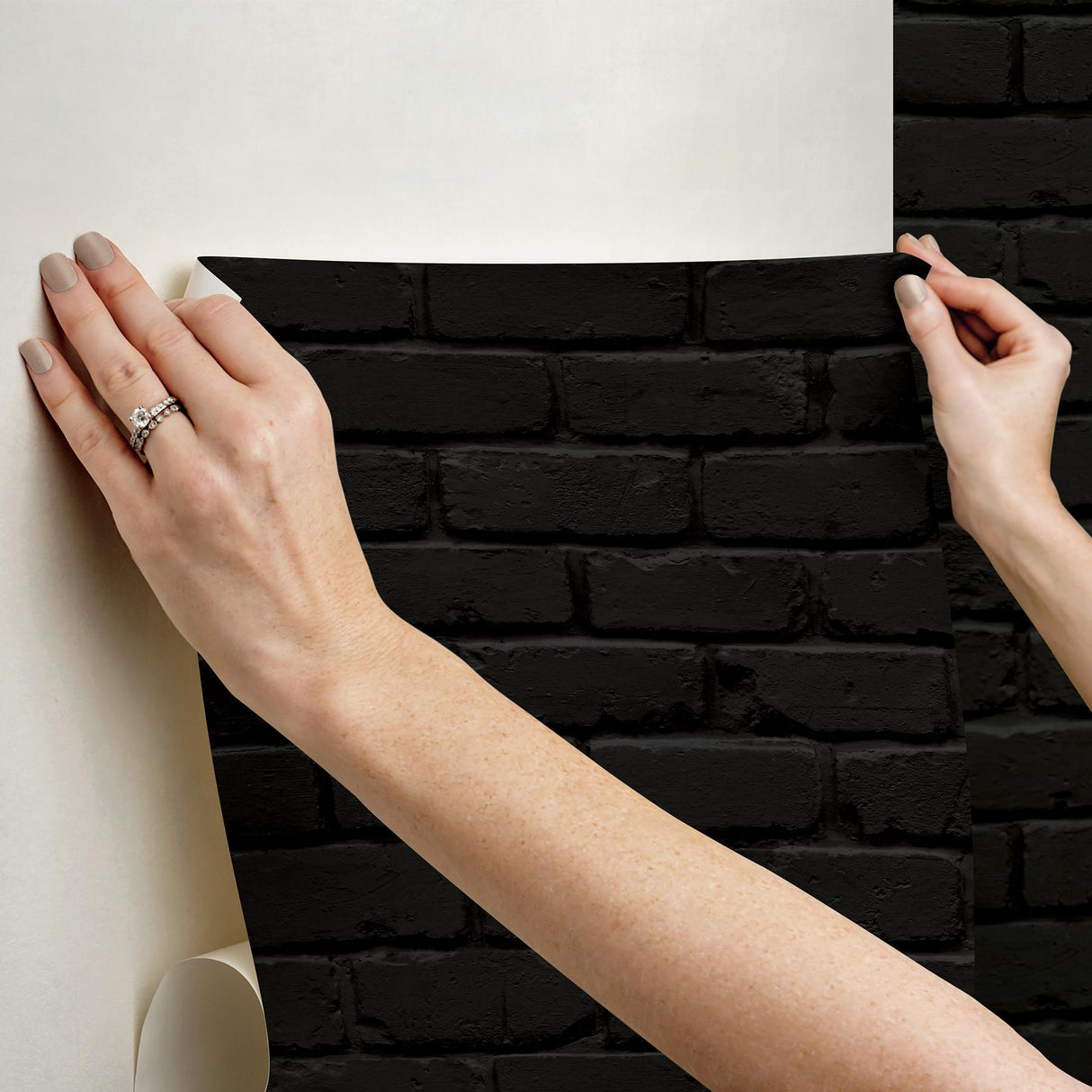 York Amsterdam Black Brick Peel & Stick Wallpaper