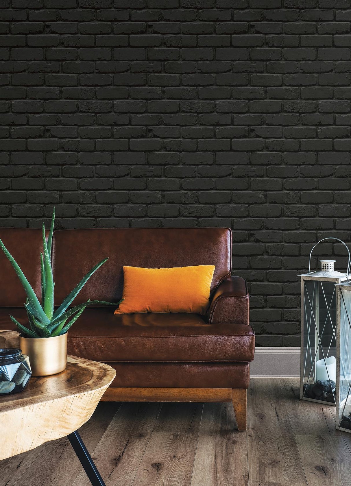 York Amsterdam Black Brick Peel & Stick Wallpaper