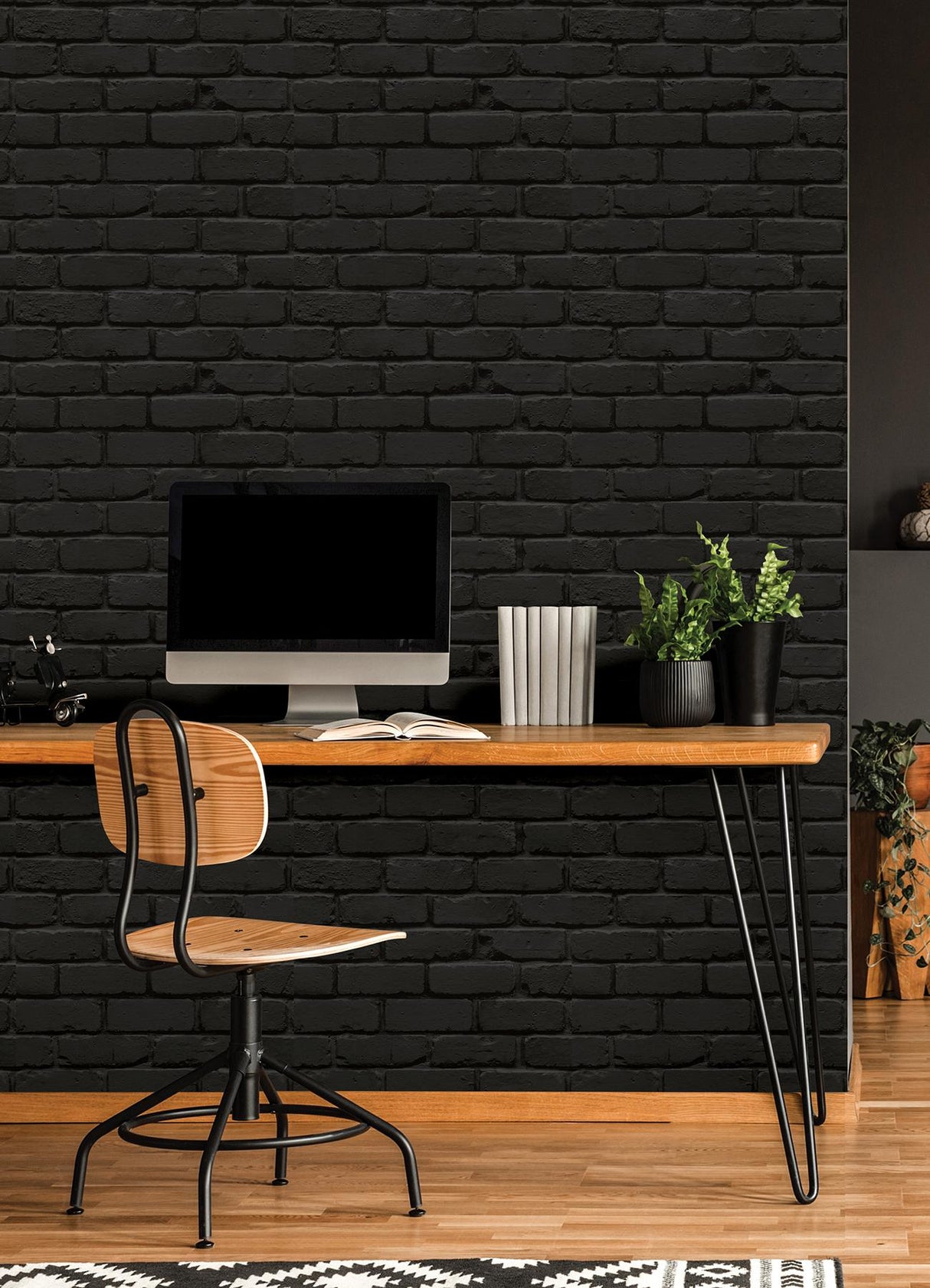 York Amsterdam Black Brick Peel & Stick Wallpaper