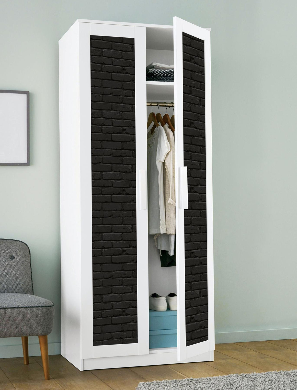 York Amsterdam Black Brick Peel & Stick Wallpaper