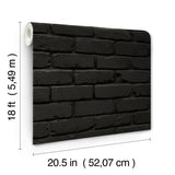 York Amsterdam Black Brick Peel & Stick Wallpaper