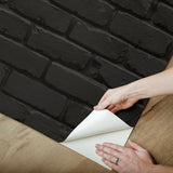 York Amsterdam Black Brick Peel & Stick Wallpaper