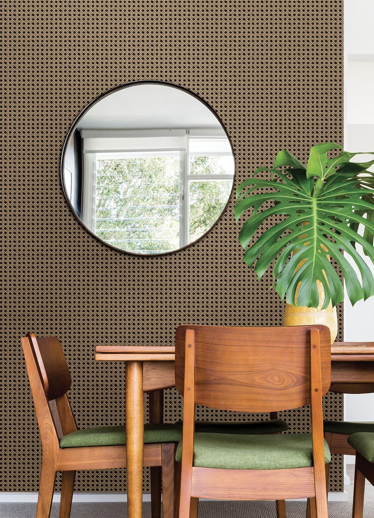 York Rattan Caning Honey Peel & Stick Wallpaper