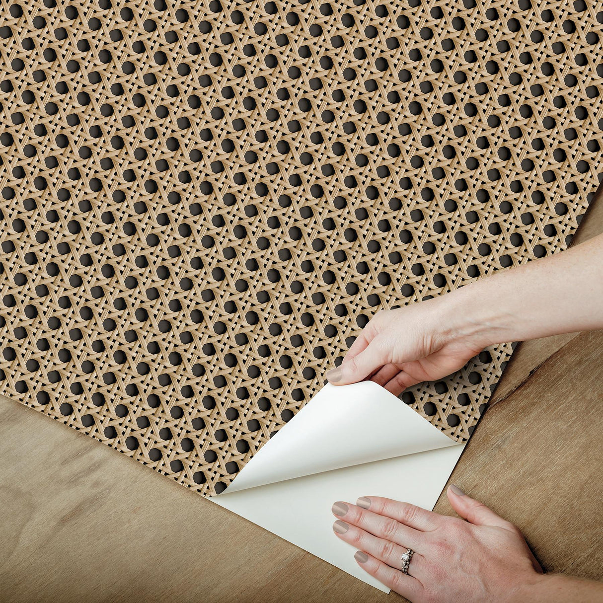York Rattan Caning Honey Peel & Stick Wallpaper