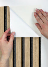 York Slat Wood Oak Peel & Stick Wallpaper