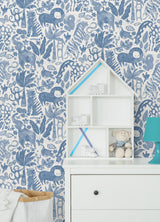 York Sweet Safari Blue Peel & Stick Wallpaper