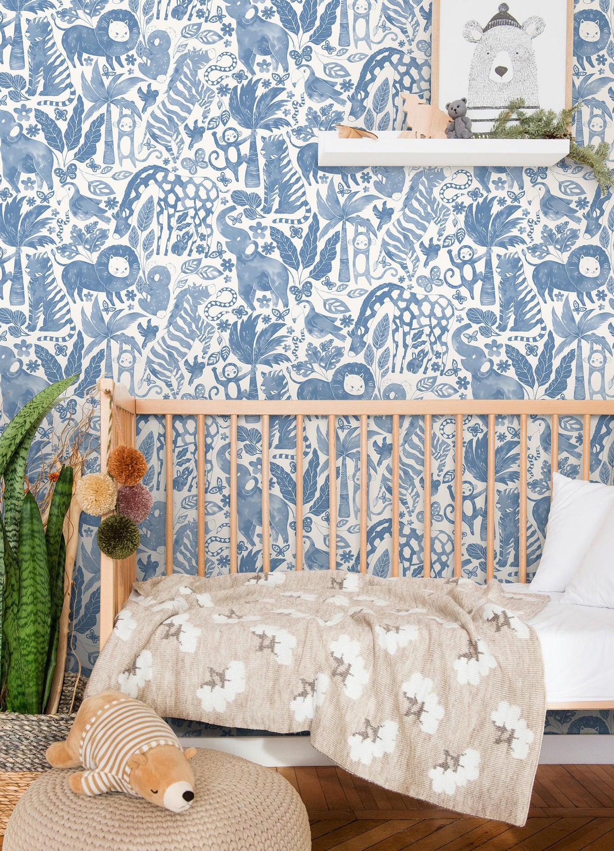 York Sweet Safari Blue Peel & Stick Wallpaper