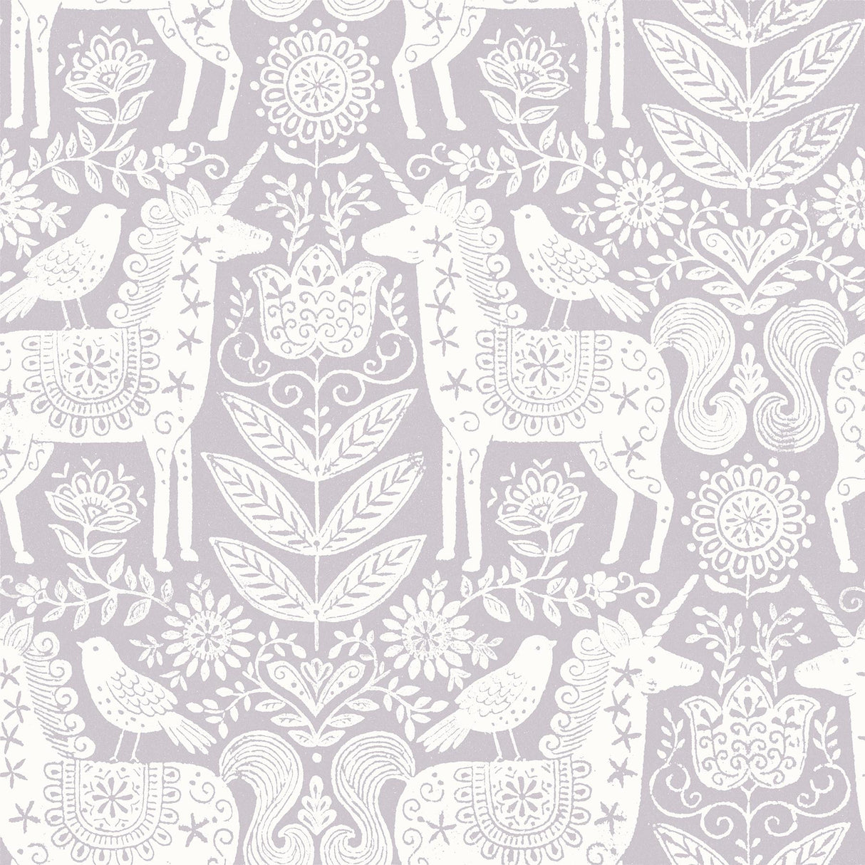 York Unicorn Stamp Purple Peel & Stick Wallpaper