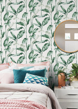 York Banana Leaf Teal Peel & Stick Wallpaper