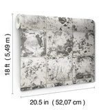 York Metal Sheet Charcoal Peel & Stick Wallpaper