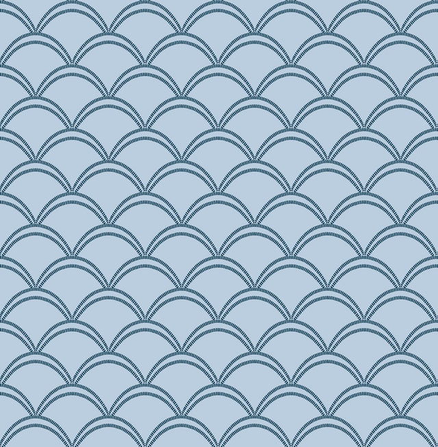 York Deco Wave Blue Peel & Stick Wallpaper