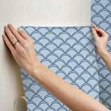 York Deco Wave Blue Peel & Stick Wallpaper