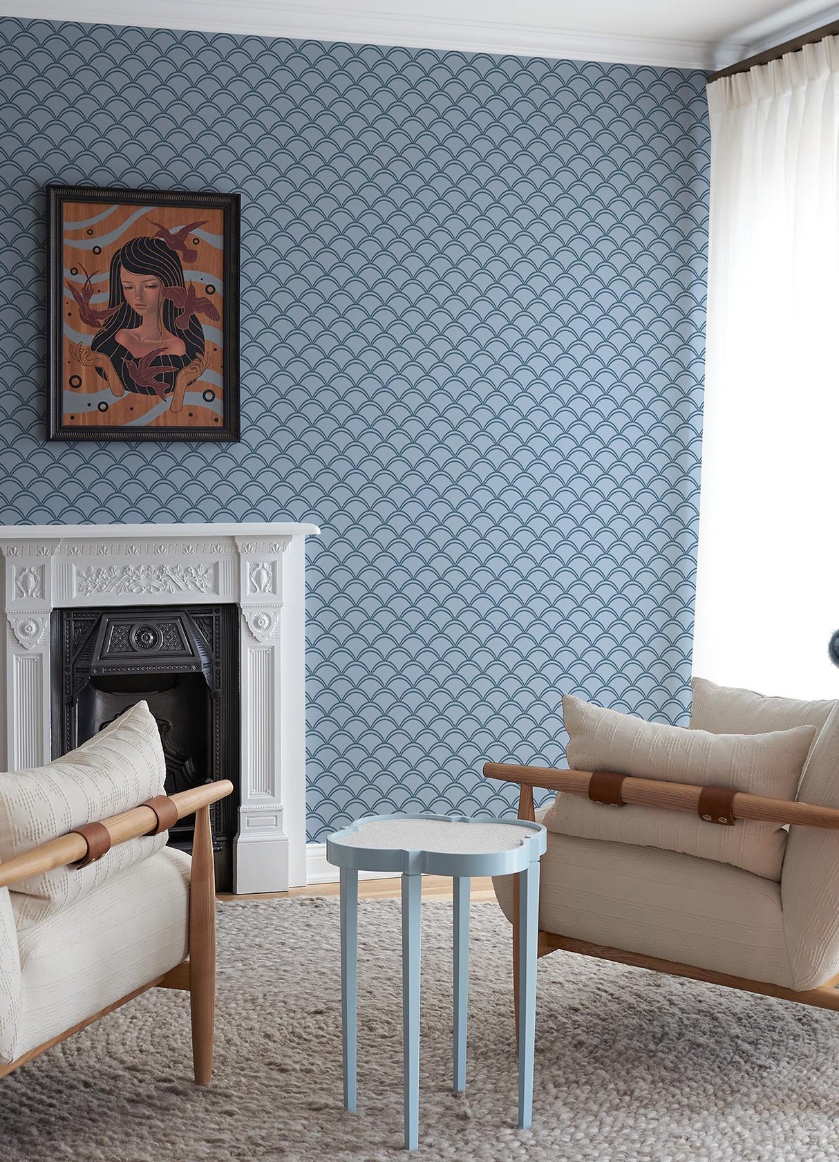 York Deco Wave Blue Peel & Stick Wallpaper