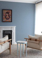 York Deco Wave Blue Peel & Stick Wallpaper