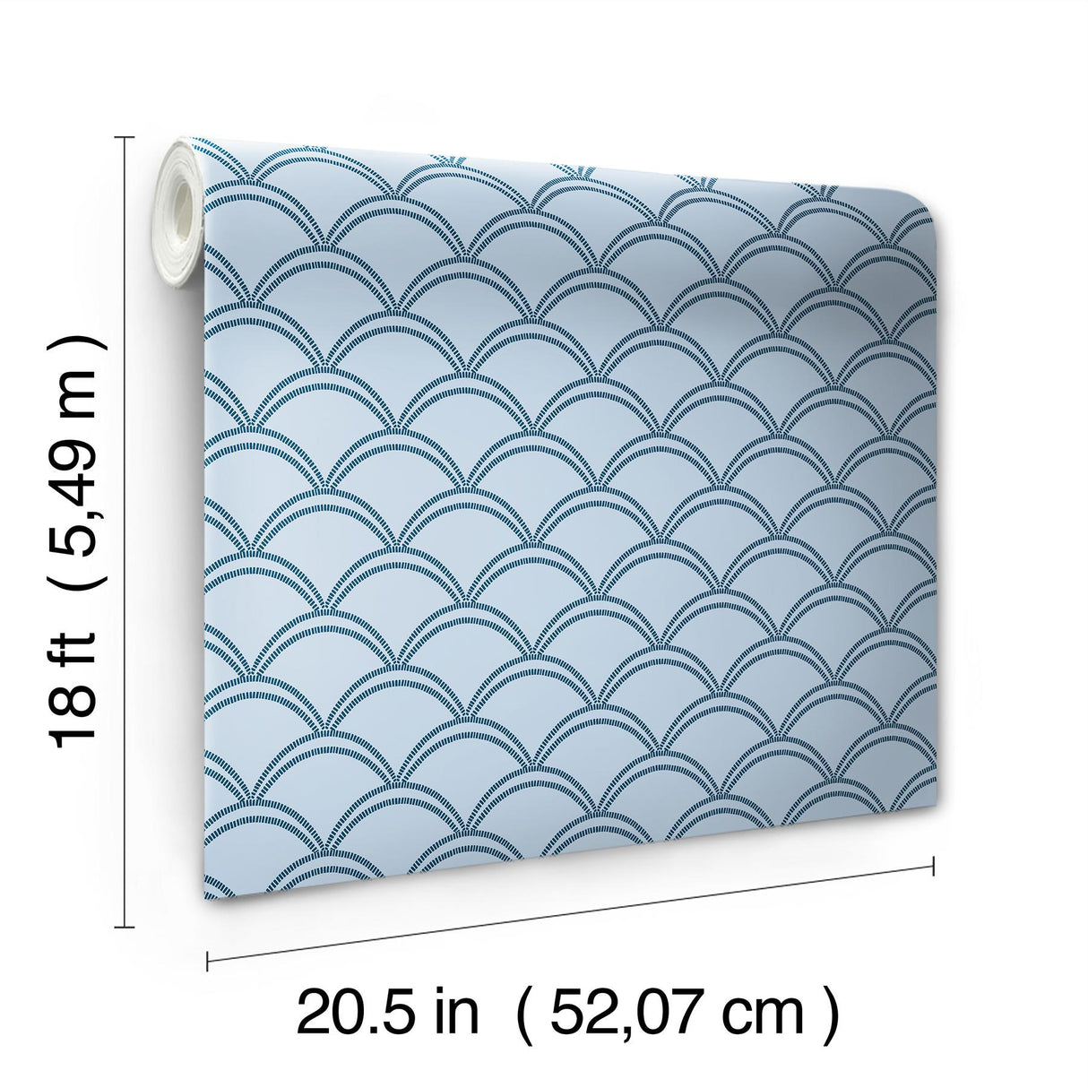 York Deco Wave Blue Peel & Stick Wallpaper
