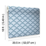 York Deco Wave Blue Peel & Stick Wallpaper