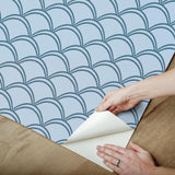 York Deco Wave Blue Peel & Stick Wallpaper