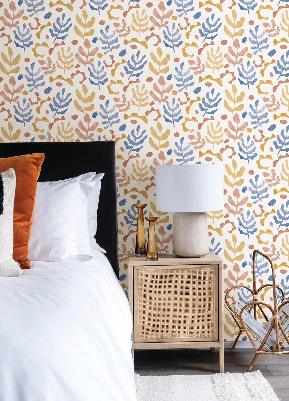 York Mira Blue & Orange Peel & Stick Wallpaper