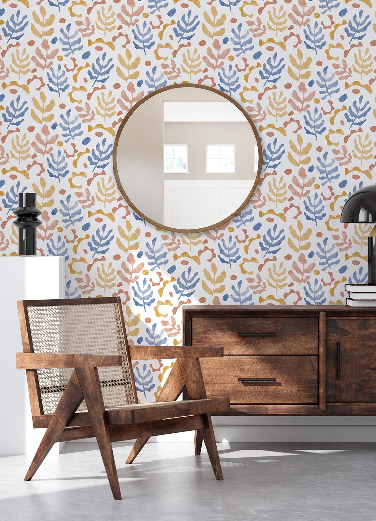 York Mira Blue & Orange Peel & Stick Wallpaper