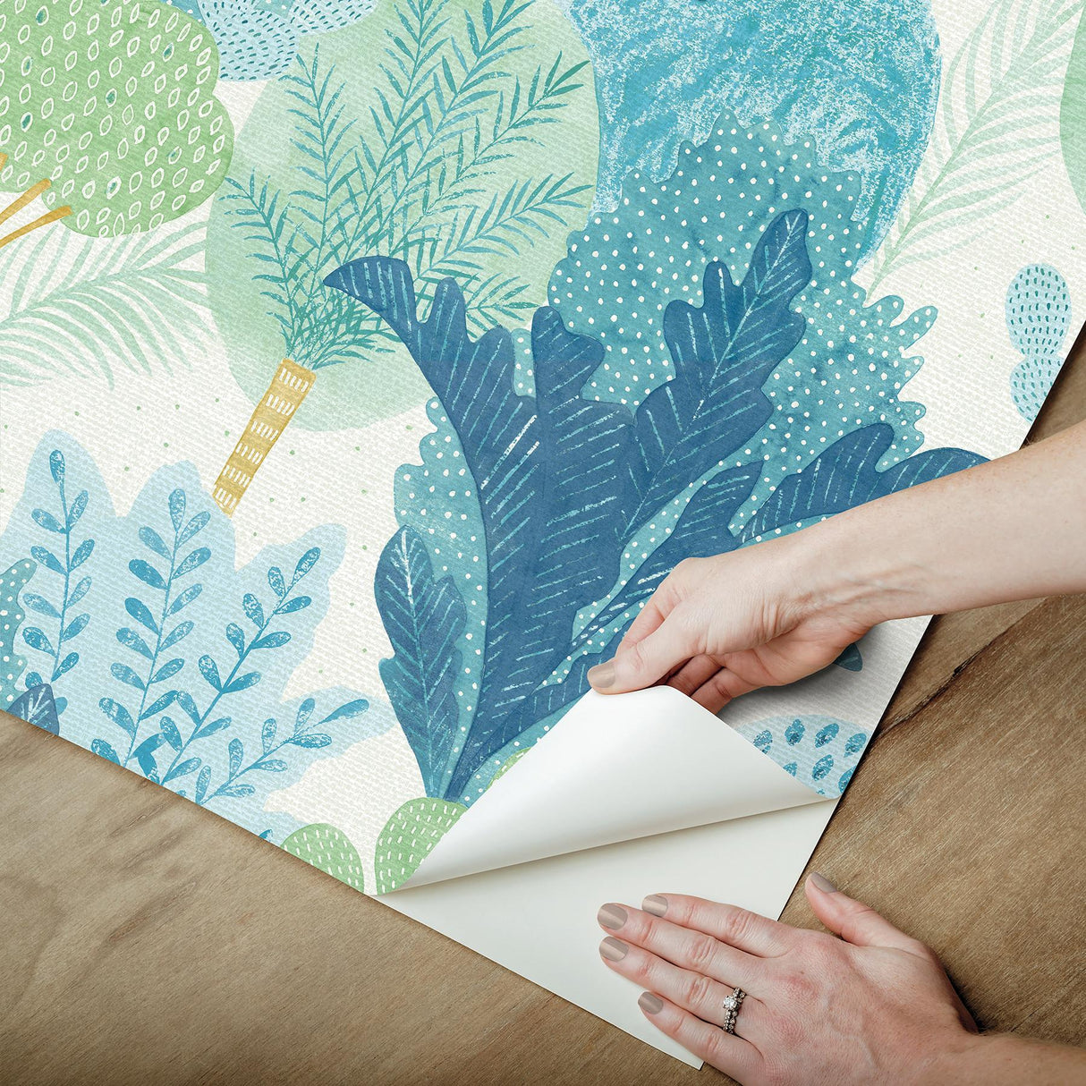 York Keilani Teal Peel & Stick Wallpaper