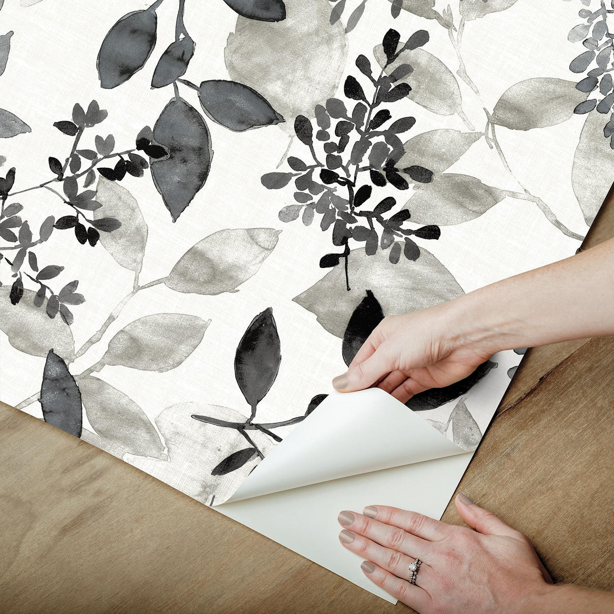 York Breezy Black Peel & Stick Wallpaper