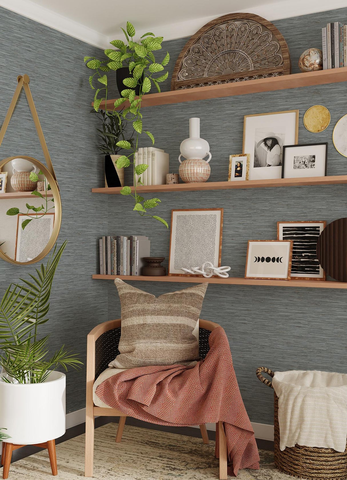 York Grassweave Blue Peel & Stick Wallpaper
