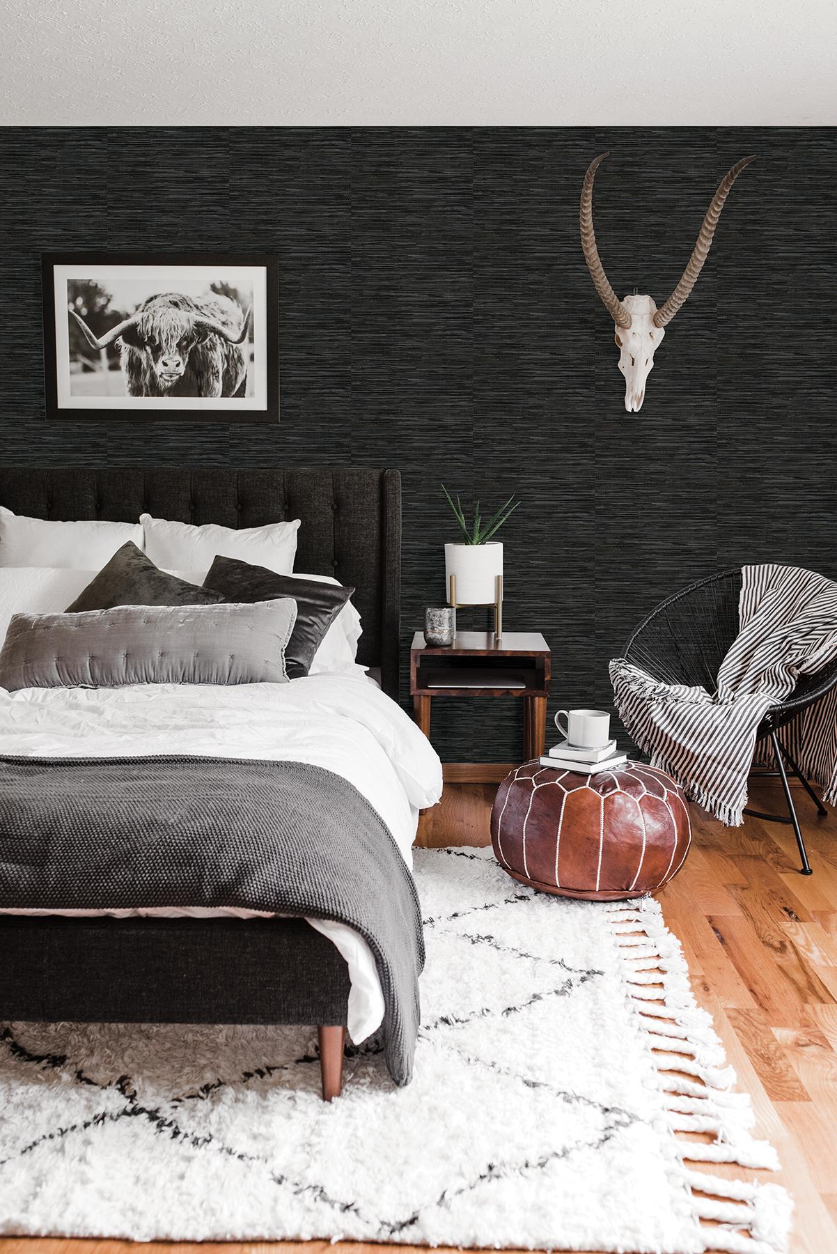 York Grassweave Black Peel & Stick Wallpaper