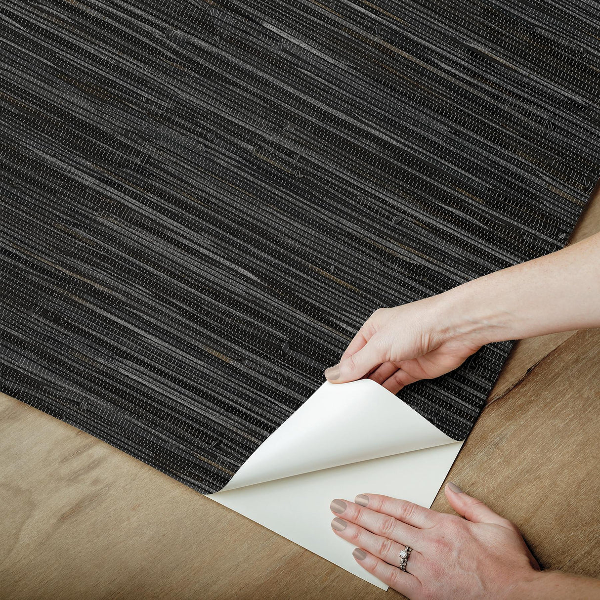 York Grassweave Black Peel & Stick Wallpaper