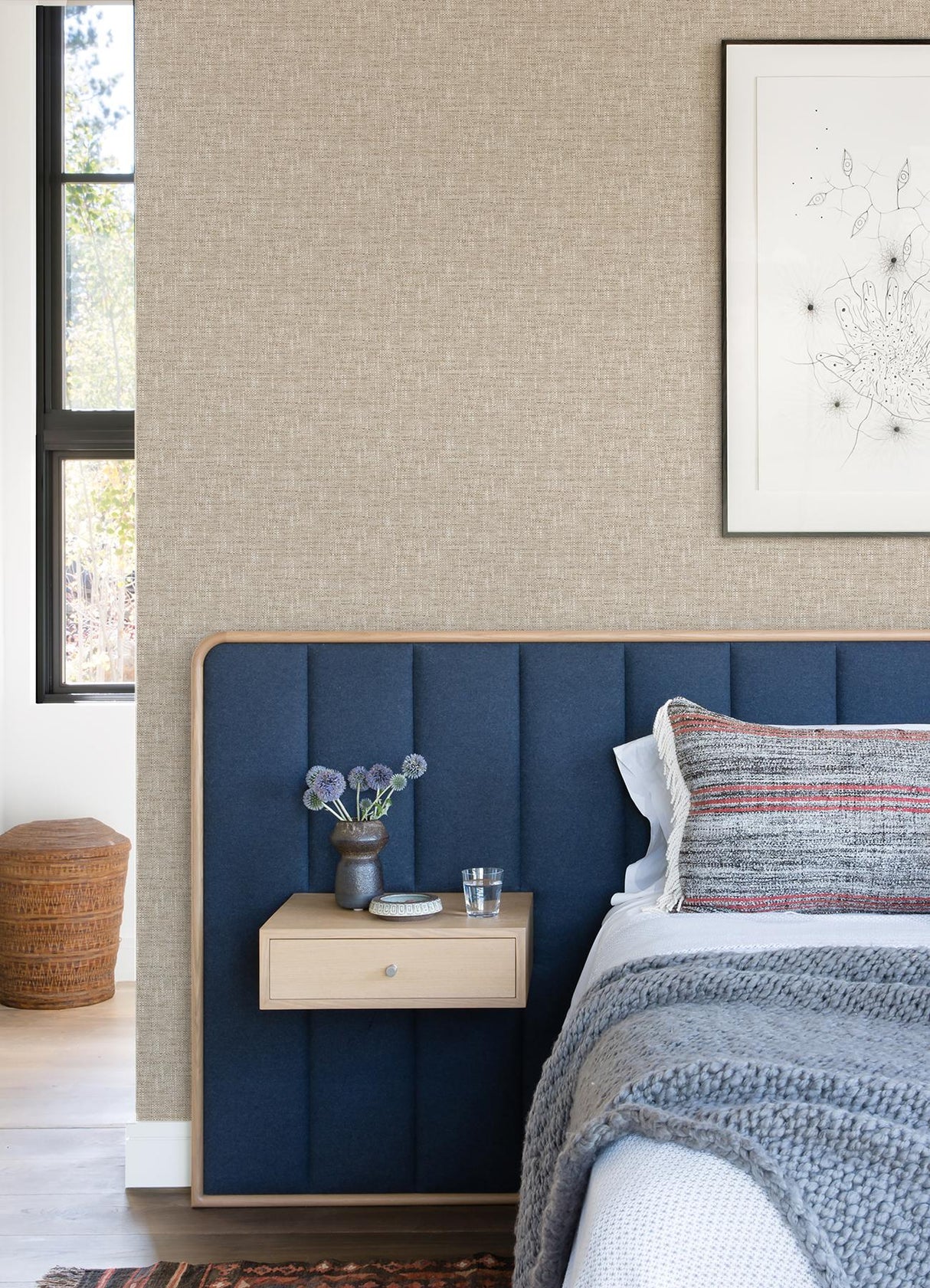York Poplin Tan Peel & Stick Wallpaper