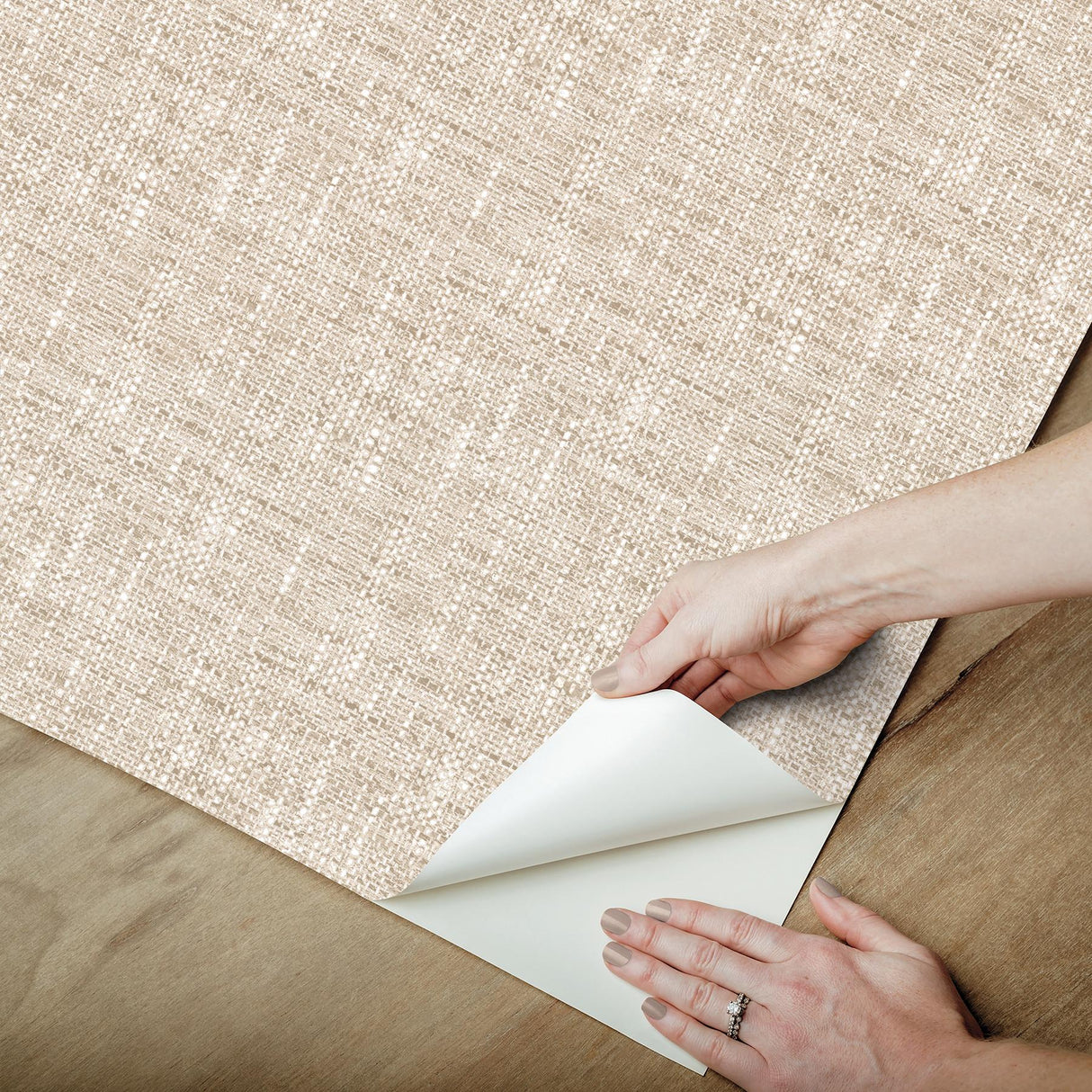 York Poplin Tan Peel & Stick Wallpaper