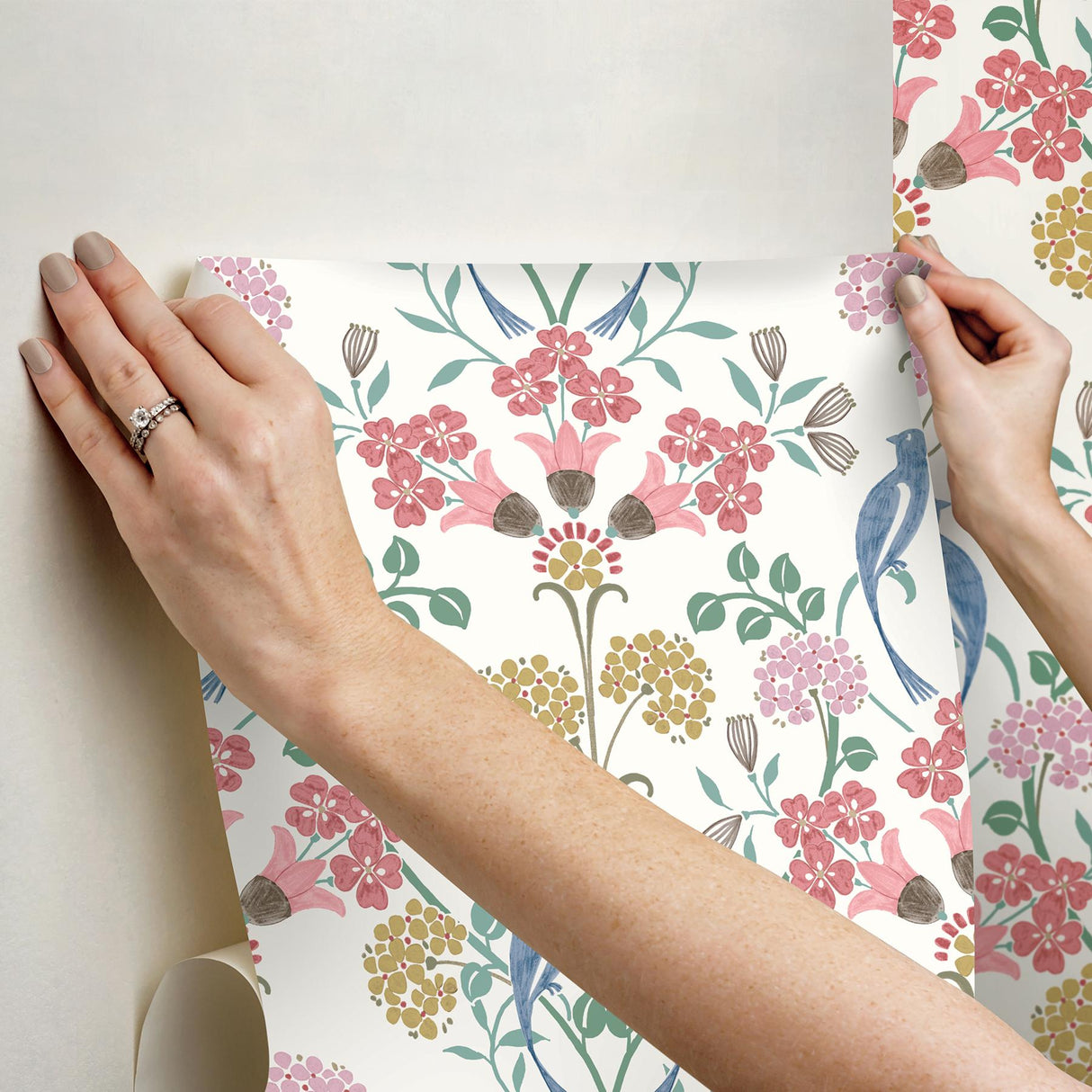 York Meadow Song Pink Peel & Stick Wallpaper