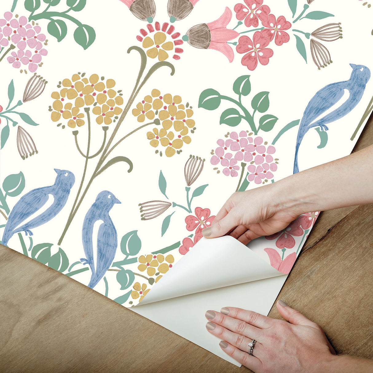 York Meadow Song Pink Peel & Stick Wallpaper